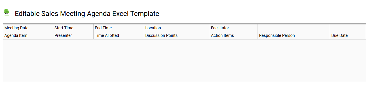 Editable sales meeting agenda Excel template