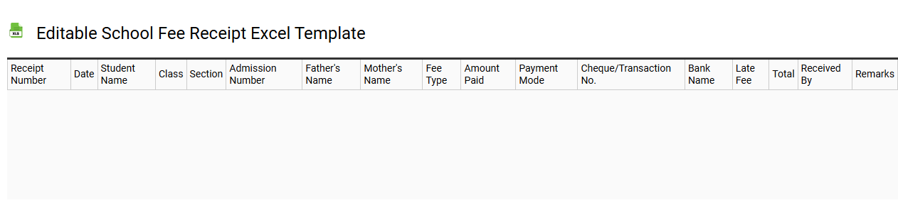 Editable school fee receipt Excel template