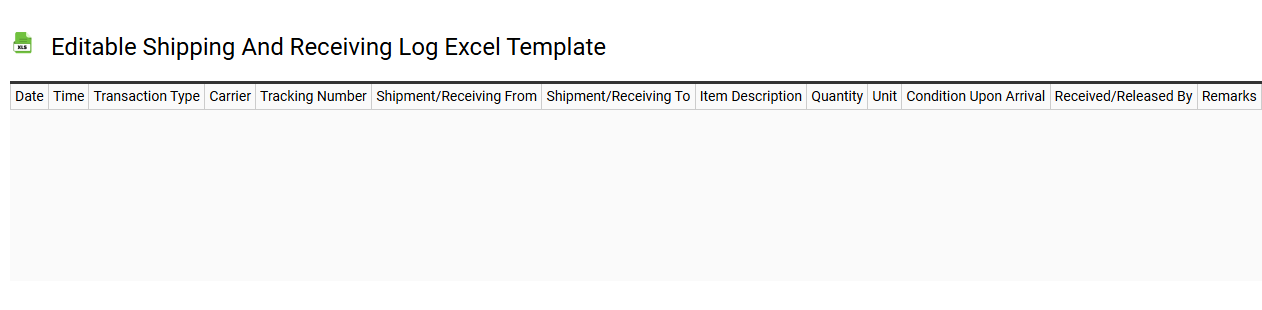 Editable shipping and receiving log Excel template