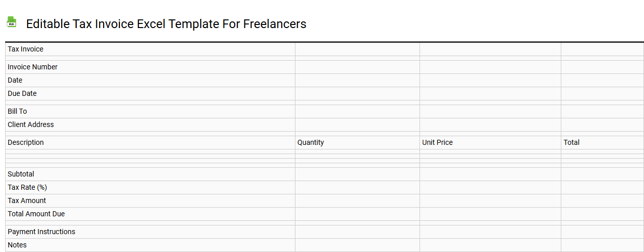 Editable tax invoice Excel template for freelancers