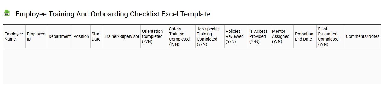 Employee training and onboarding checklist Excel template