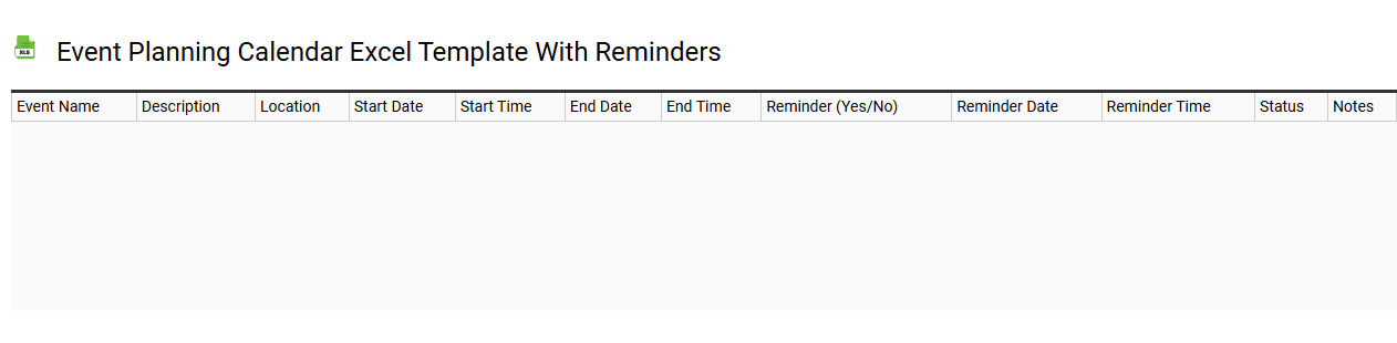 Event planning calendar Excel template with reminders