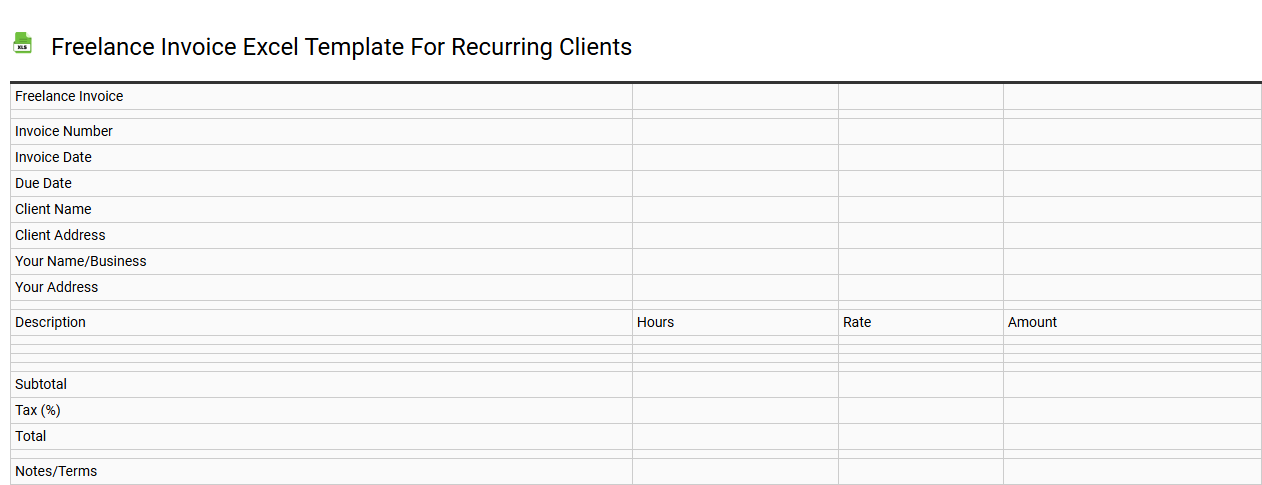 Freelance invoice Excel template for recurring clients