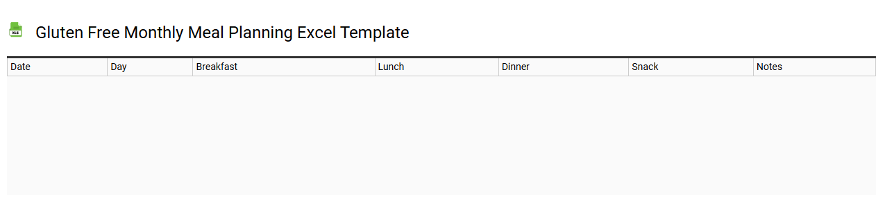 Gluten free monthly meal planning Excel template