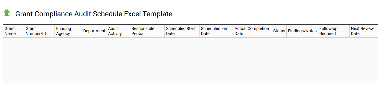 Grant compliance audit schedule Excel template