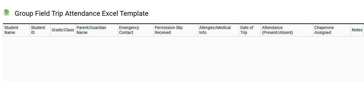 Group field trip attendance Excel template