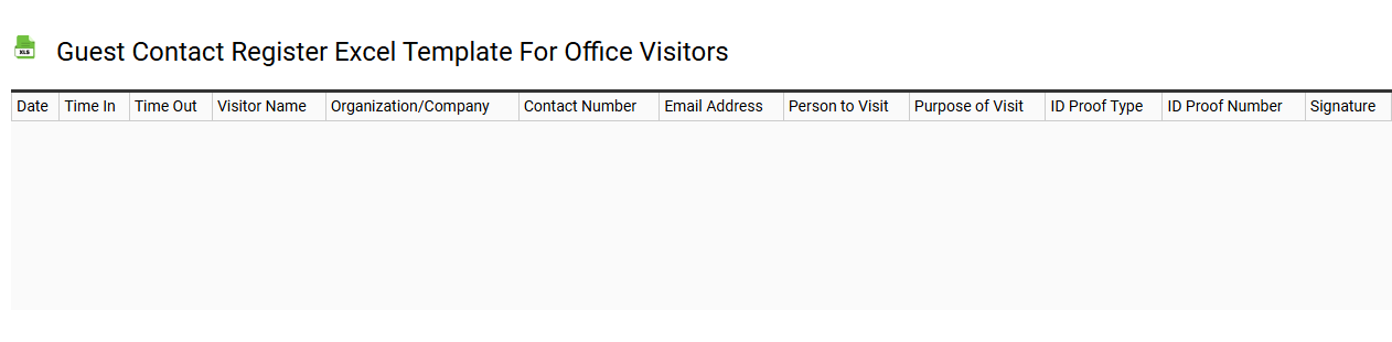 Guest contact register Excel template for office visitors