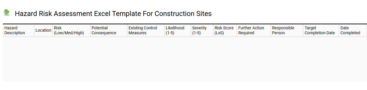 Hazard risk assessment Excel template for construction sites