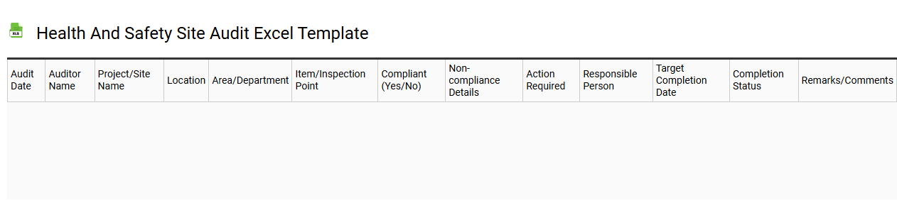 Health and safety site audit Excel template