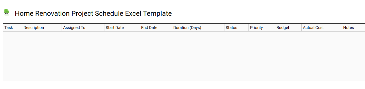 Home renovation project schedule Excel template