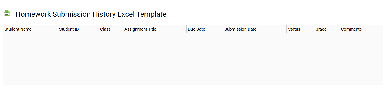 Homework submission history Excel template