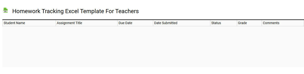 Homework tracking Excel template for teachers