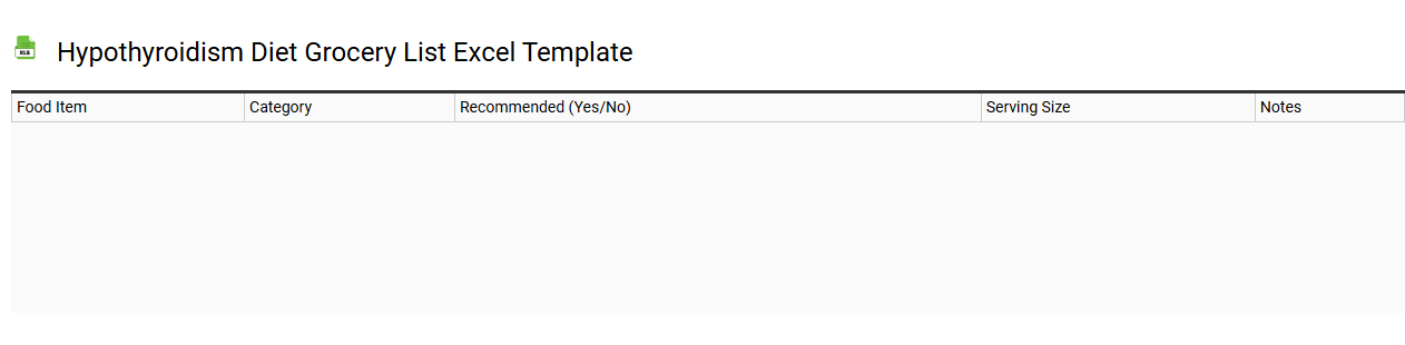Hypothyroidism diet grocery list Excel template