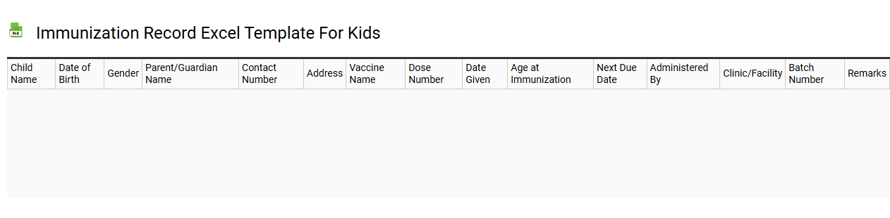 Immunization record Excel template for kids