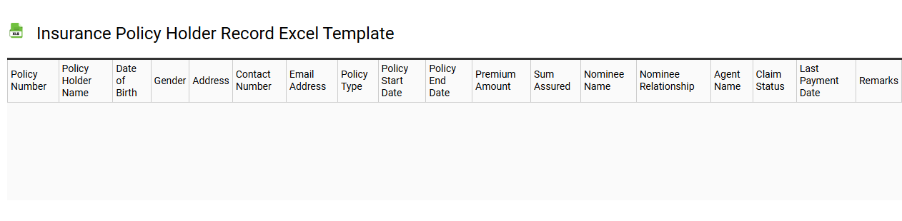 Insurance policy holder record Excel template