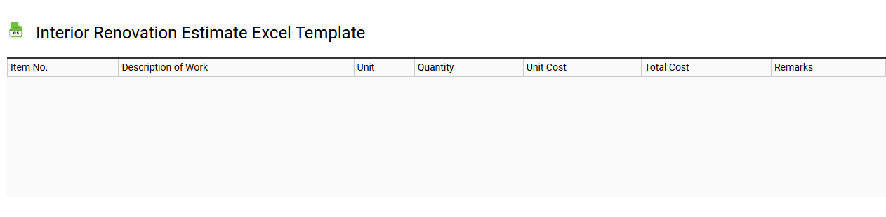 Interior renovation estimate Excel template