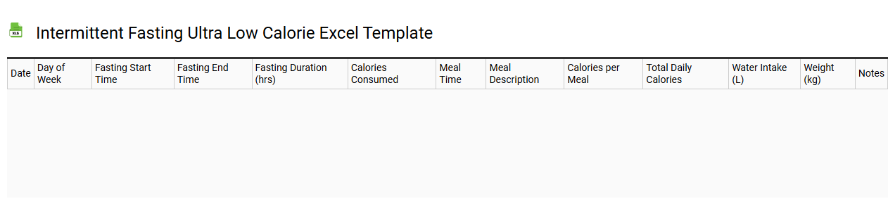 Intermittent fasting ultra low calorie Excel template