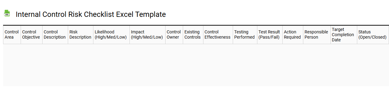 Internal control risk checklist Excel template