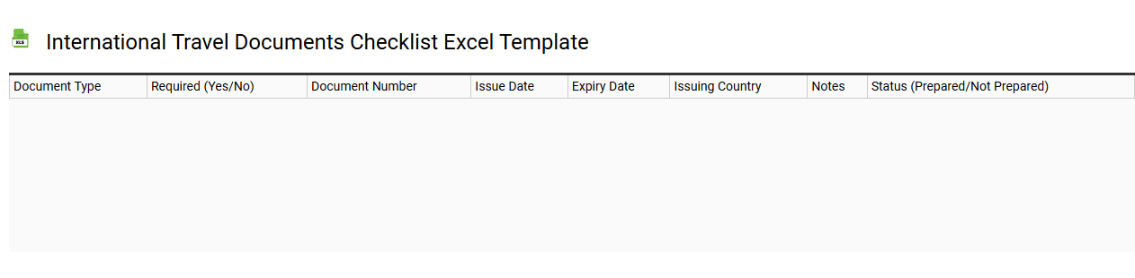 International travel documents checklist Excel template