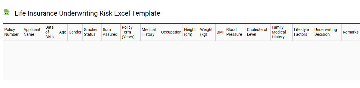 Life insurance underwriting risk Excel template