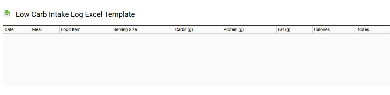 Low carb intake log Excel template