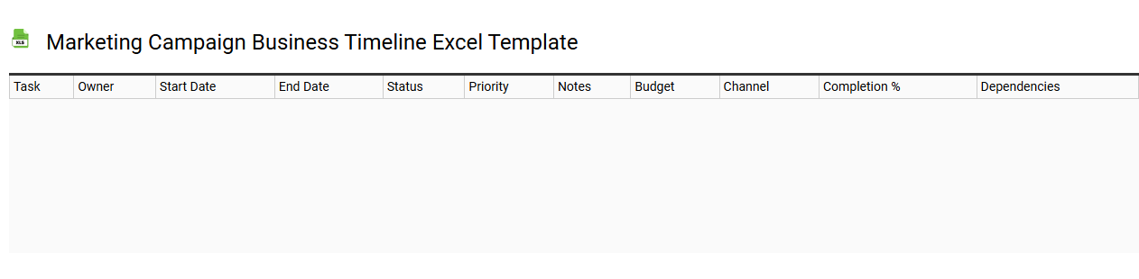 Marketing campaign business timeline Excel template