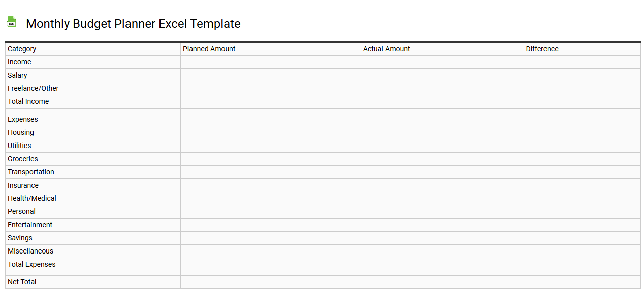 Monthly budget planner Excel template