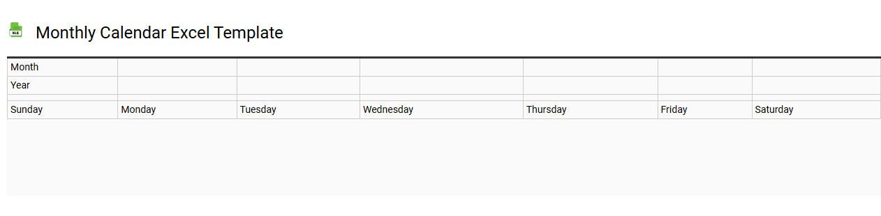 Monthly calendar Excel template
