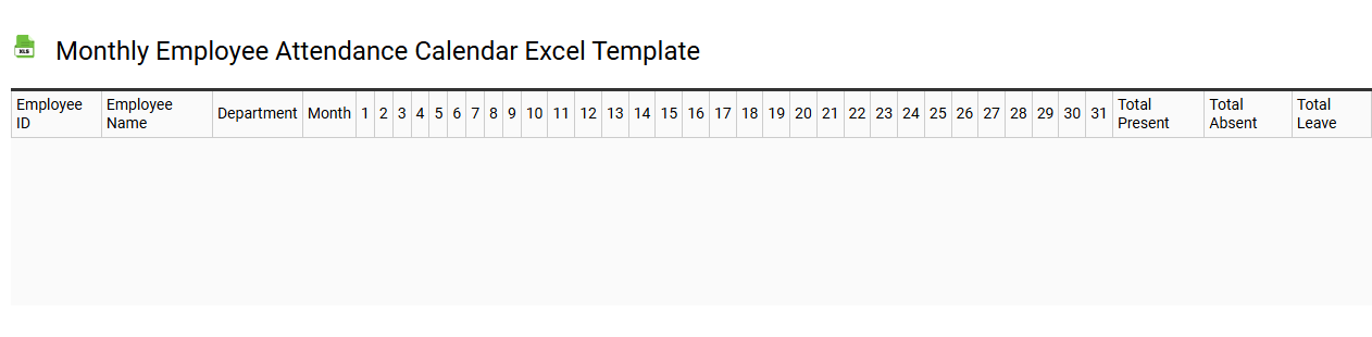 Monthly employee attendance calendar Excel template