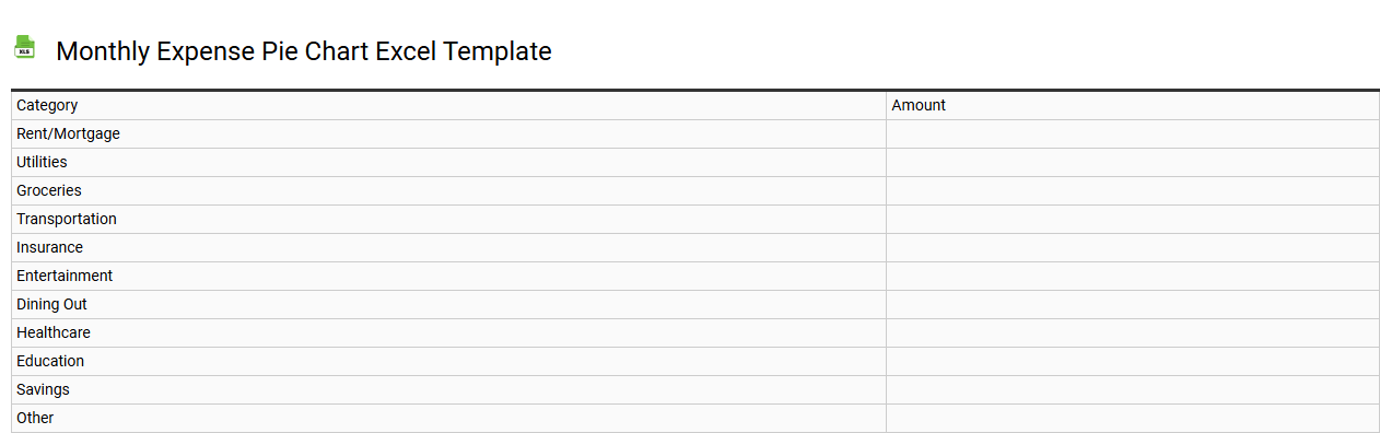 Monthly expense pie chart Excel template