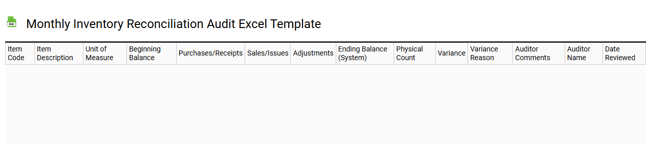 Monthly inventory reconciliation audit Excel template