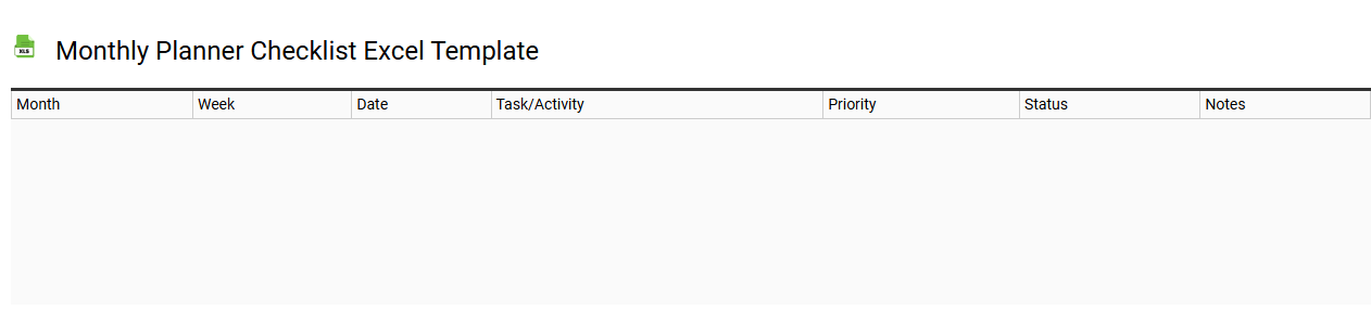 Monthly planner checklist Excel template