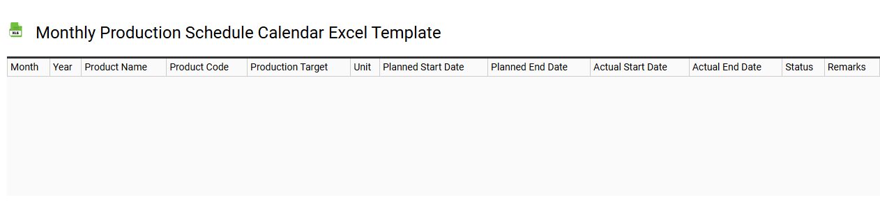 Monthly production schedule calendar Excel template
