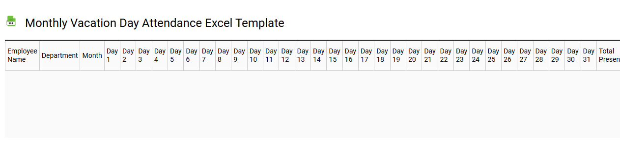 Monthly vacation day attendance Excel template