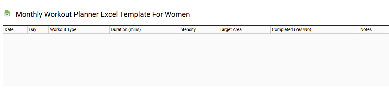 Monthly workout planner Excel template for women