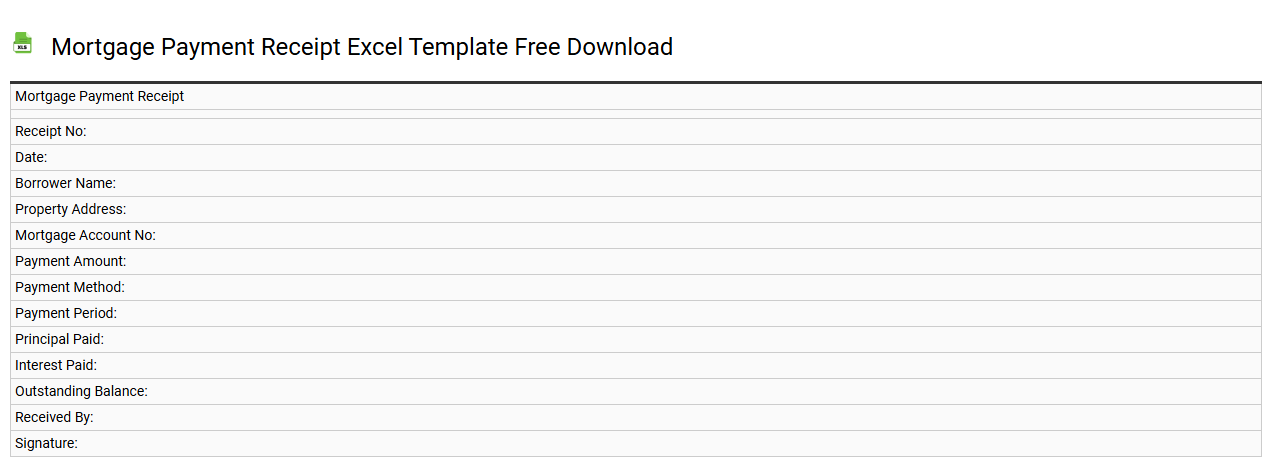 Mortgage payment receipt Excel template free download