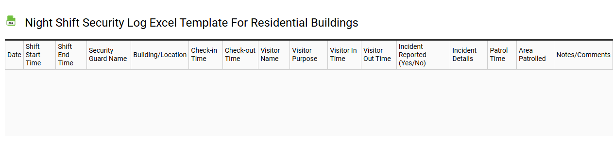 Night shift security log Excel template for residential buildings