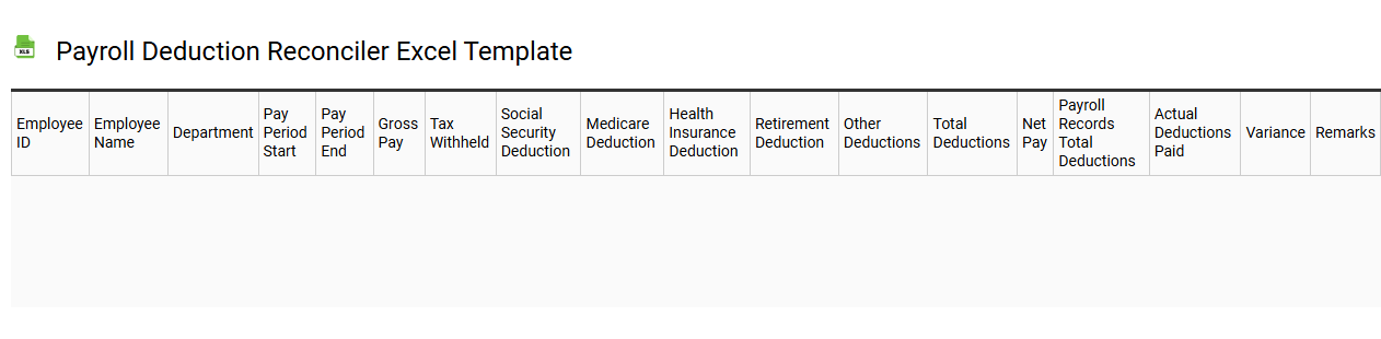 Payroll deduction reconciler Excel template