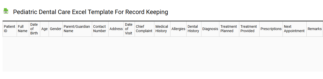 Pediatric dental care Excel template for record keeping