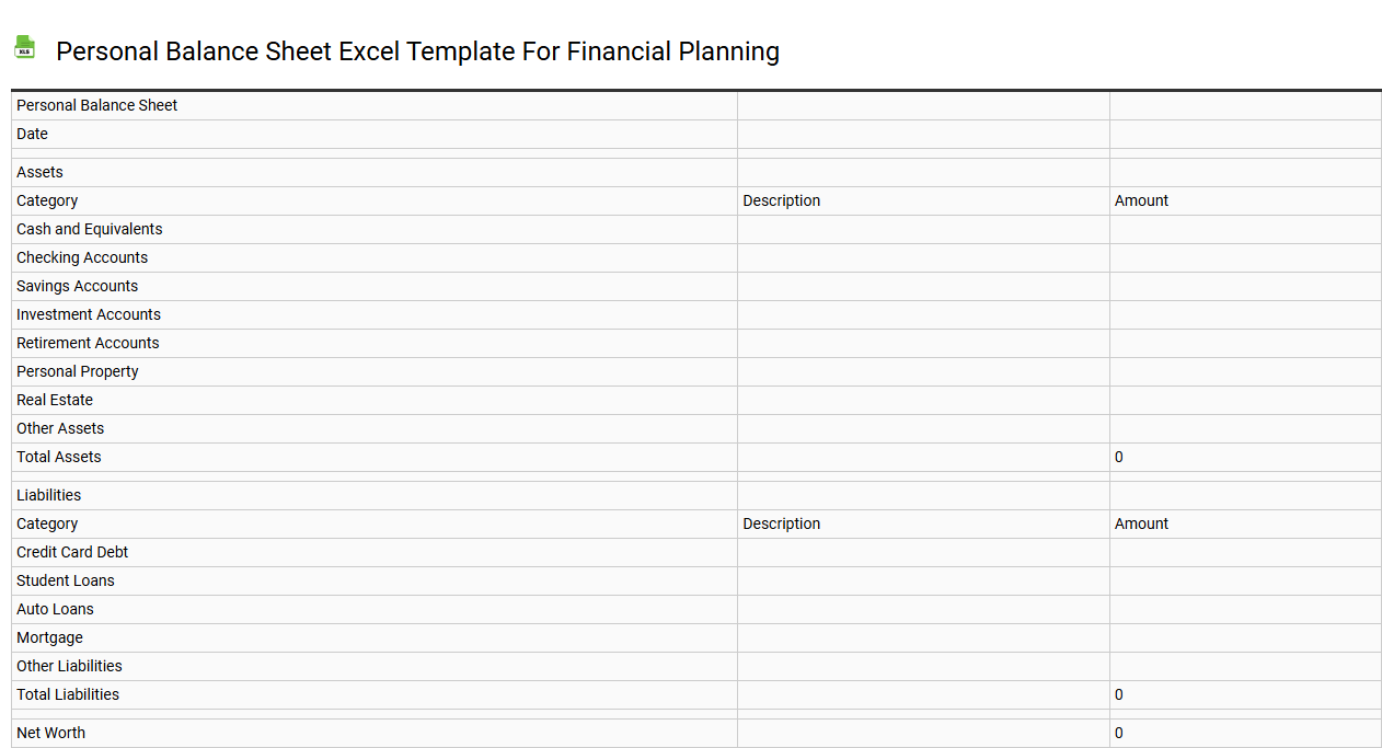 Personal balance sheet Excel template for financial planning