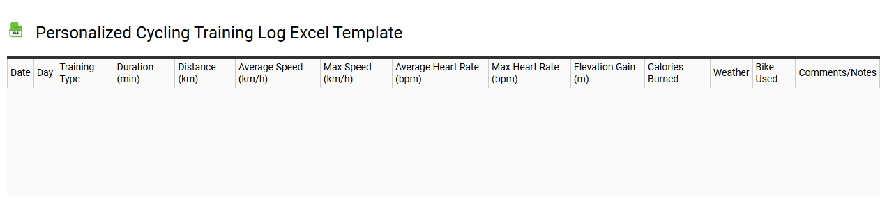 Personalized cycling training log Excel template