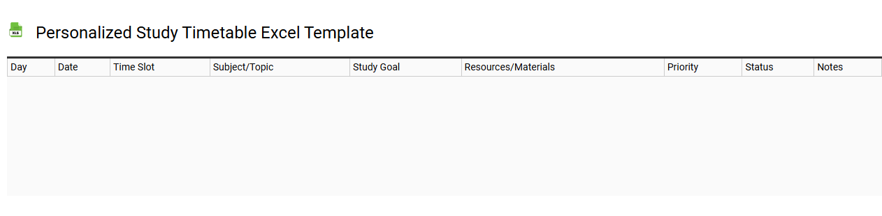 Personalized study timetable Excel template