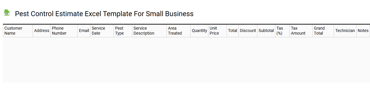 Pest control estimate Excel template for small business