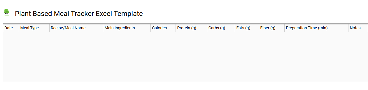 Plant based meal tracker Excel template