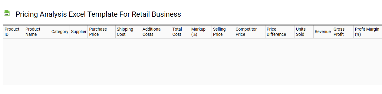 Pricing analysis Excel template for retail business