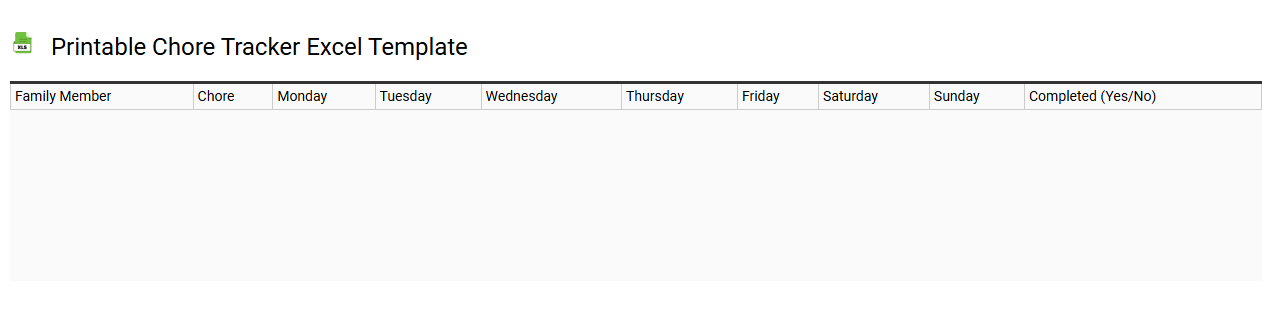 Printable chore tracker Excel template
