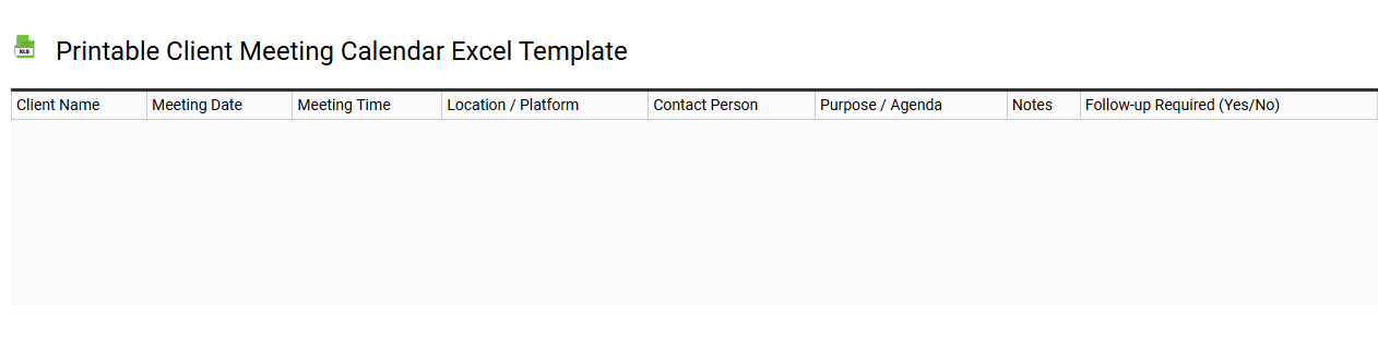 Printable client meeting calendar Excel template