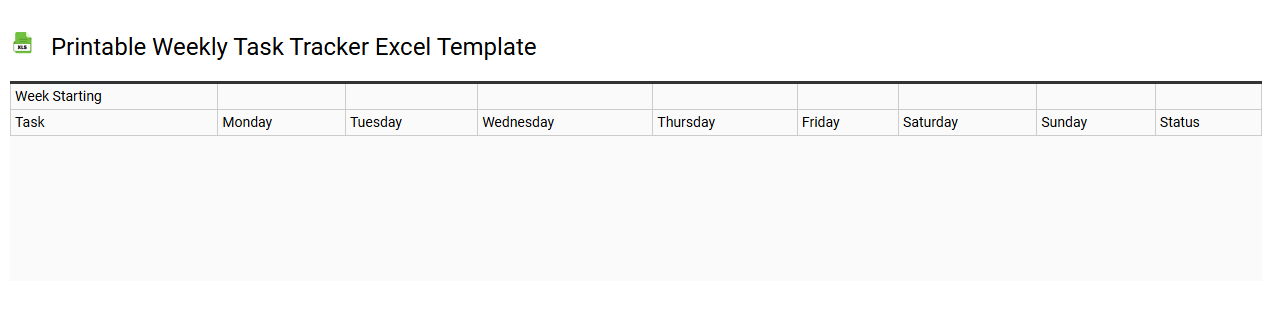 Printable weekly task tracker Excel template