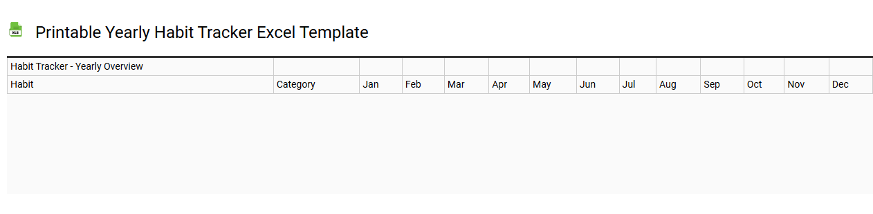 Printable yearly habit tracker Excel template