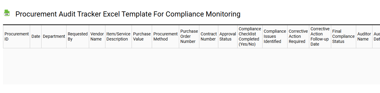 Procurement audit tracker Excel template for compliance monitoring